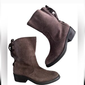 EUC Brown Suede Leather Nine West "Krasher" Back Laced Size 5 Boots!